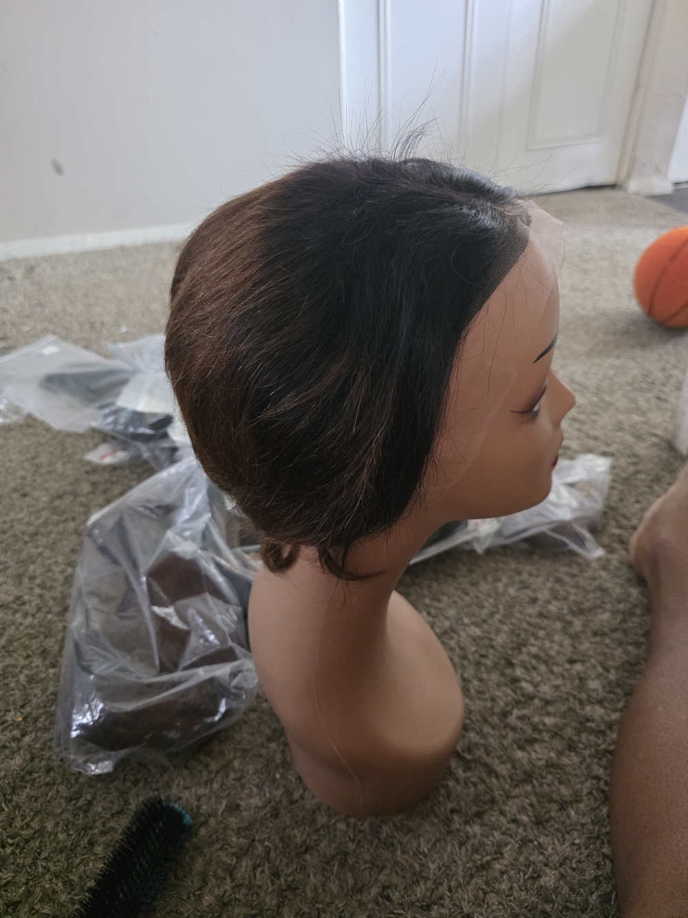 Brown Short Style Practice Wig for Women Hair